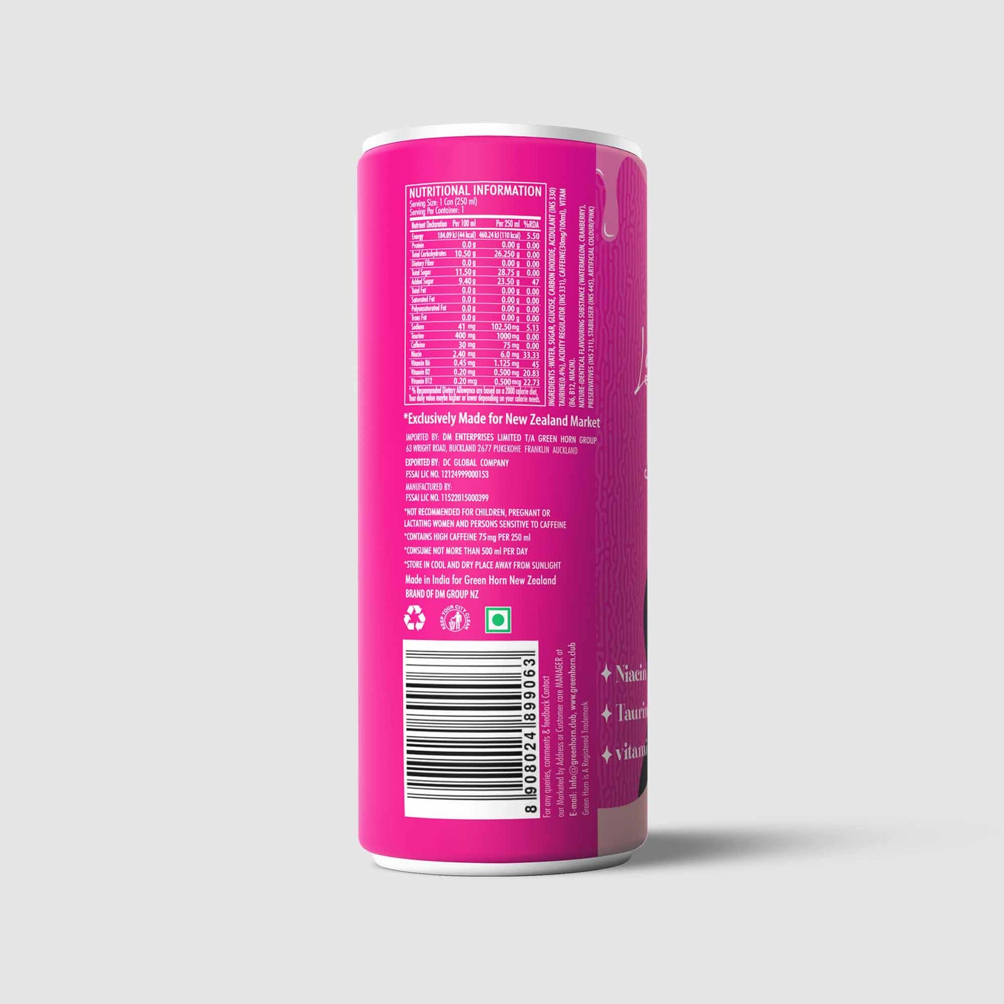 Green Horn Lady Pink Energy Drink