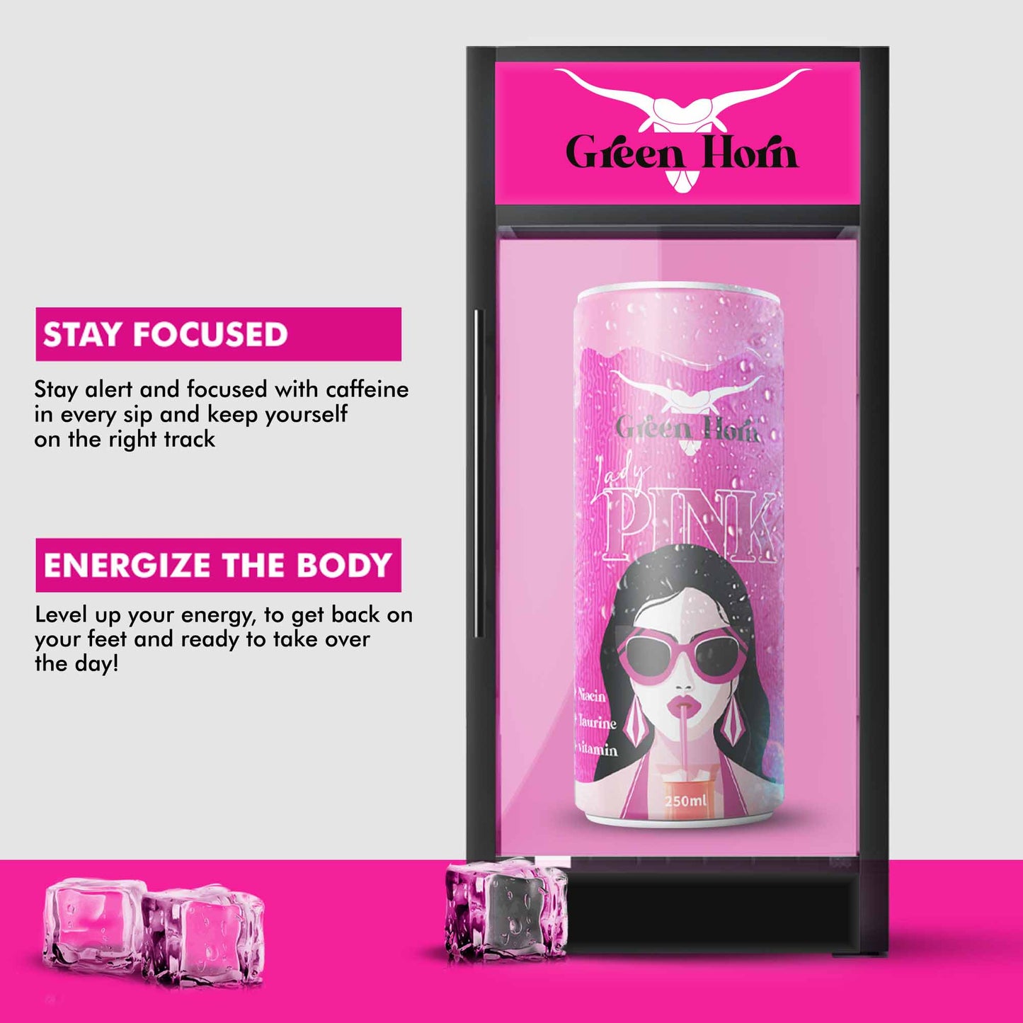 Green Horn Lady Pink Energy Drink