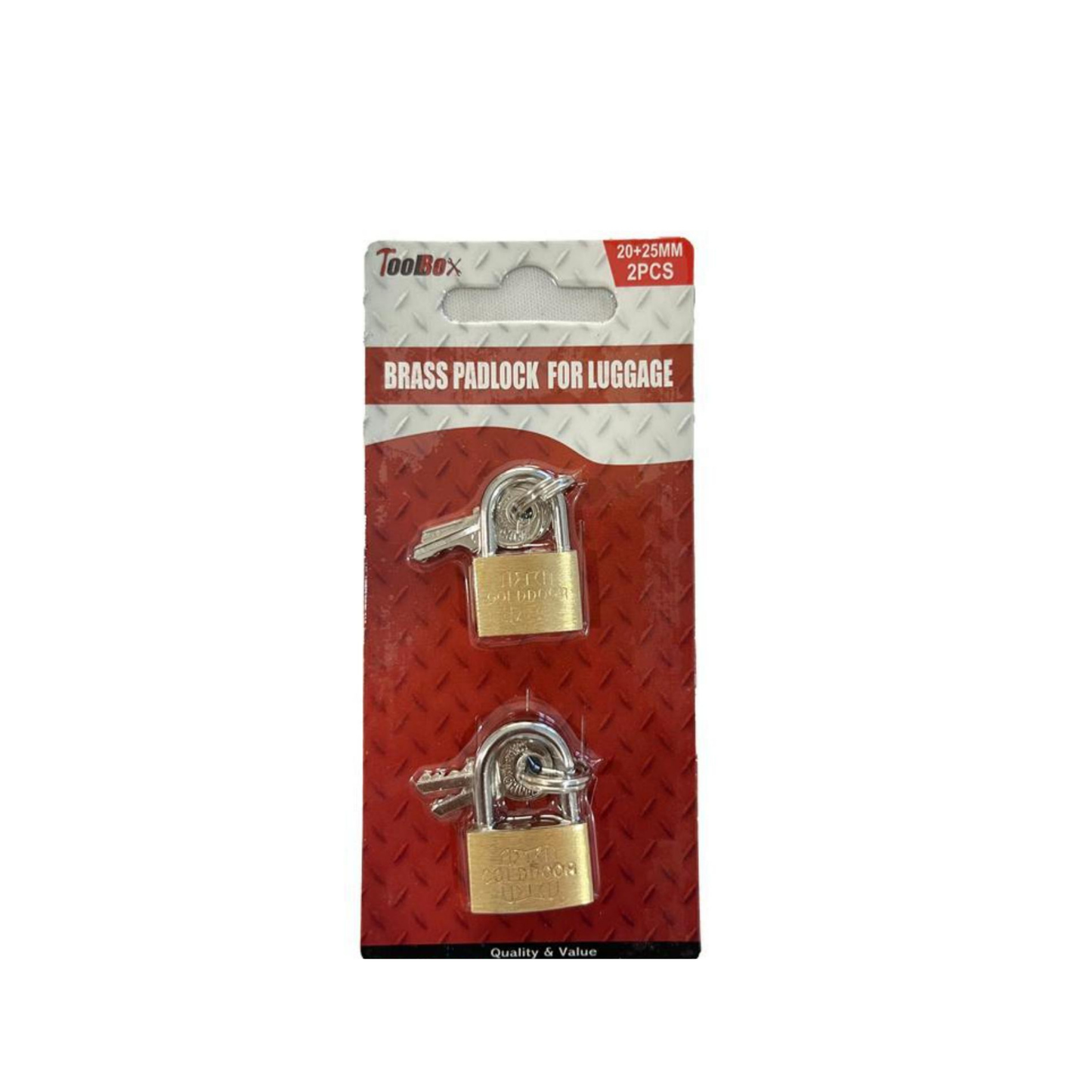 BRASS LAUGAGE PADLOCK 20+25MM 2PCS VA155